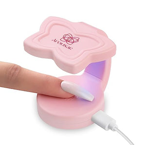 Arousar Mini UV LED Nail Lamp, 15W Pink Nail Glue UV Curing Lamp with Smart Sensor, Portable USB Nail Cure for Travel Manicure DIY Nail Art