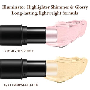 Arousar Highlighter Stick, Shimmer Cream Glow Stick, Shiny Illuminator and Rich Pigment Cosmetics, Long Lasting Waterproof Brightening Makeup