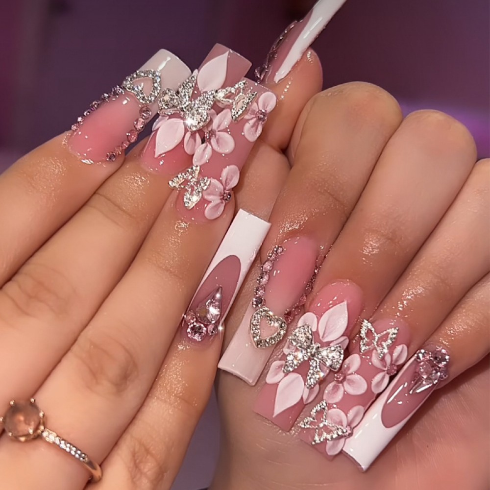 Love Petals Long Press On Nails 24PCS
