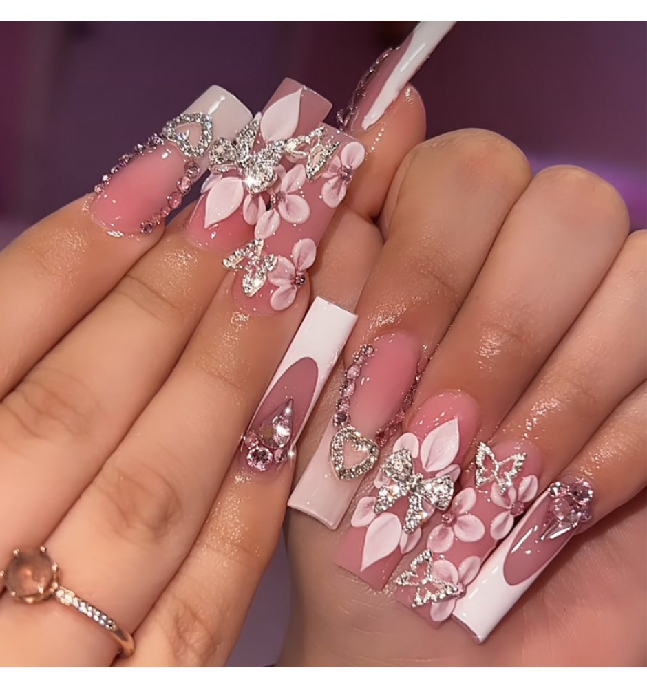 Love Petals Long Press On Nails 24PCS