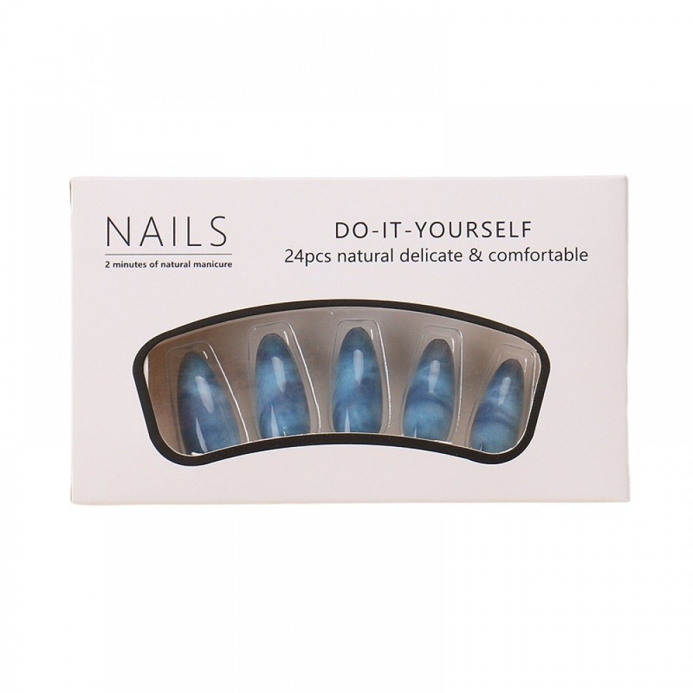 Blue rendering Press on Nails 24pcs