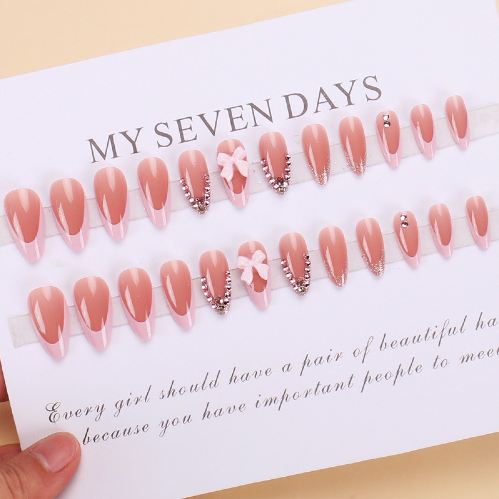 Pink Ribbon French Press on Nails 24pcs