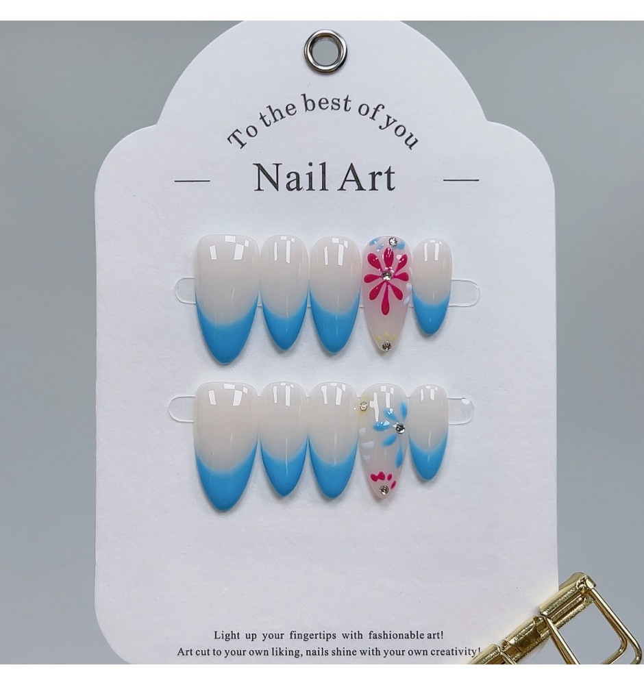 Sea And Fireworks Press On Nails 10pcs