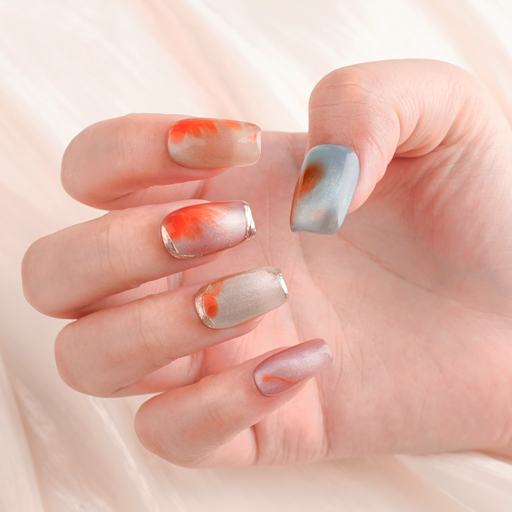 Orange Sea Press On Nails 10PCS