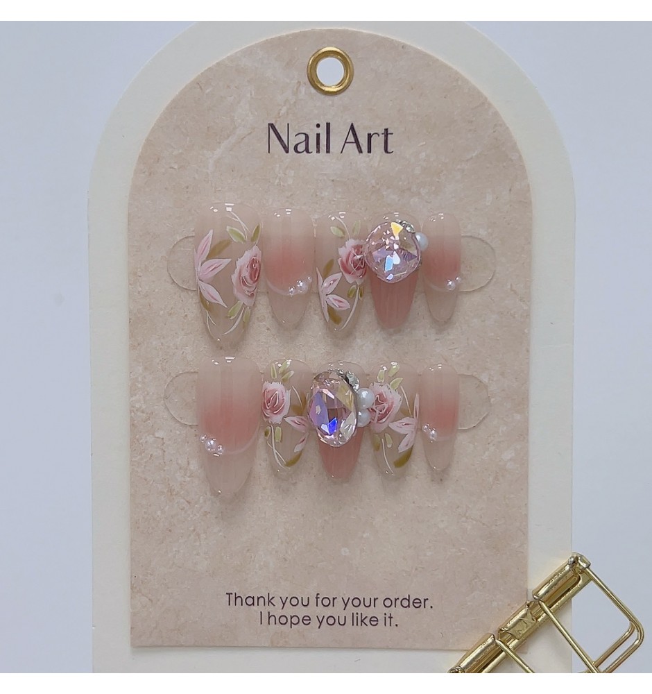 Rose Whisper Press On Nails 10PCS