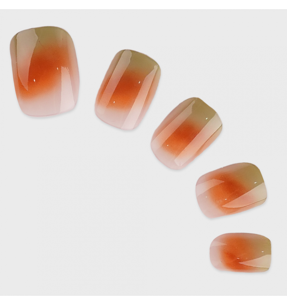 Manicure wear nail mid-length ice transparent Camellia fake nail patch pure desire wind Aurora Diamond hot nail piece wholesale-R720 mint Amber_Glue type