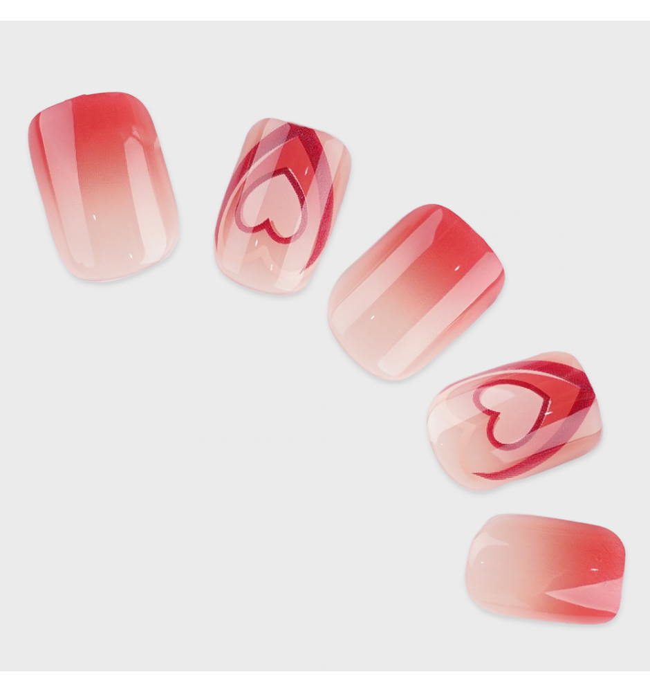Manicure wear nail mid-length ice transparent Camellia fake nail patch pure desire wind Aurora Diamond hot nail piece wholesale-R739 Sweet Love_Glue type