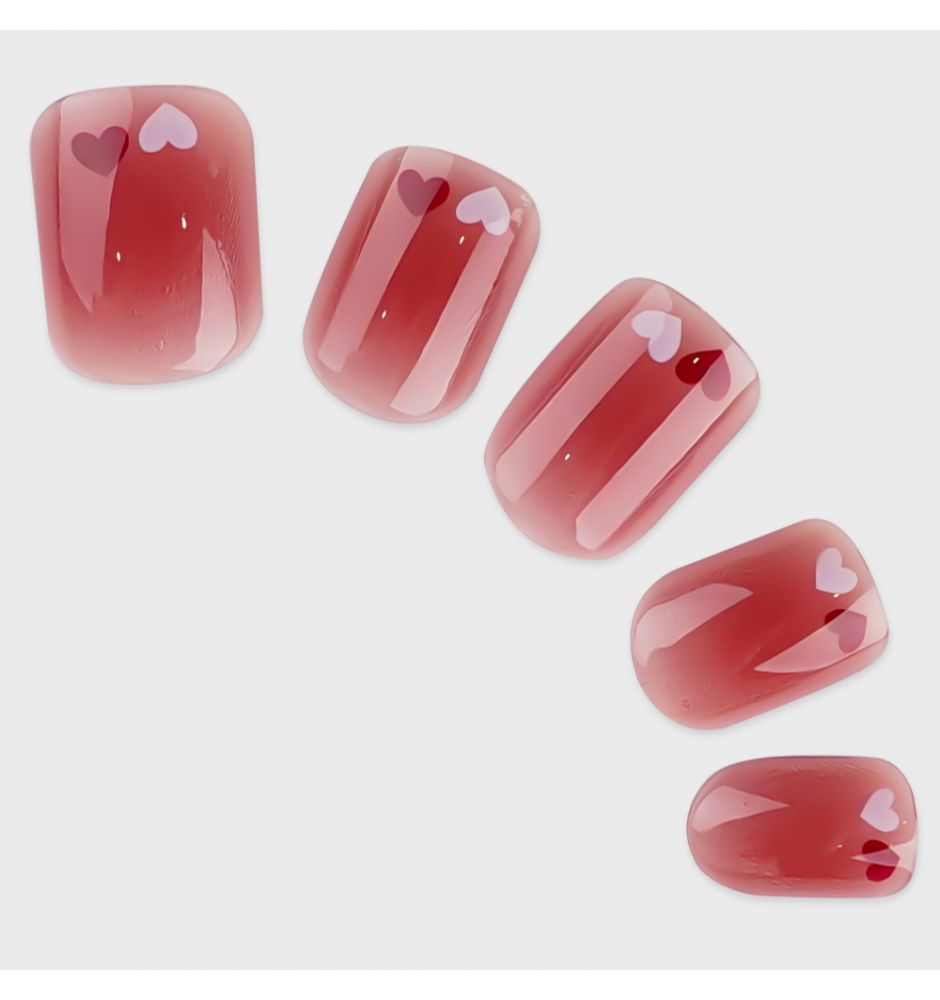 Manicure wear nail mid-length ice transparent Camellia fake nail patch pure desire wind Aurora Diamond hot nail piece wholesale-R777 vitality peach heart_Wear kit