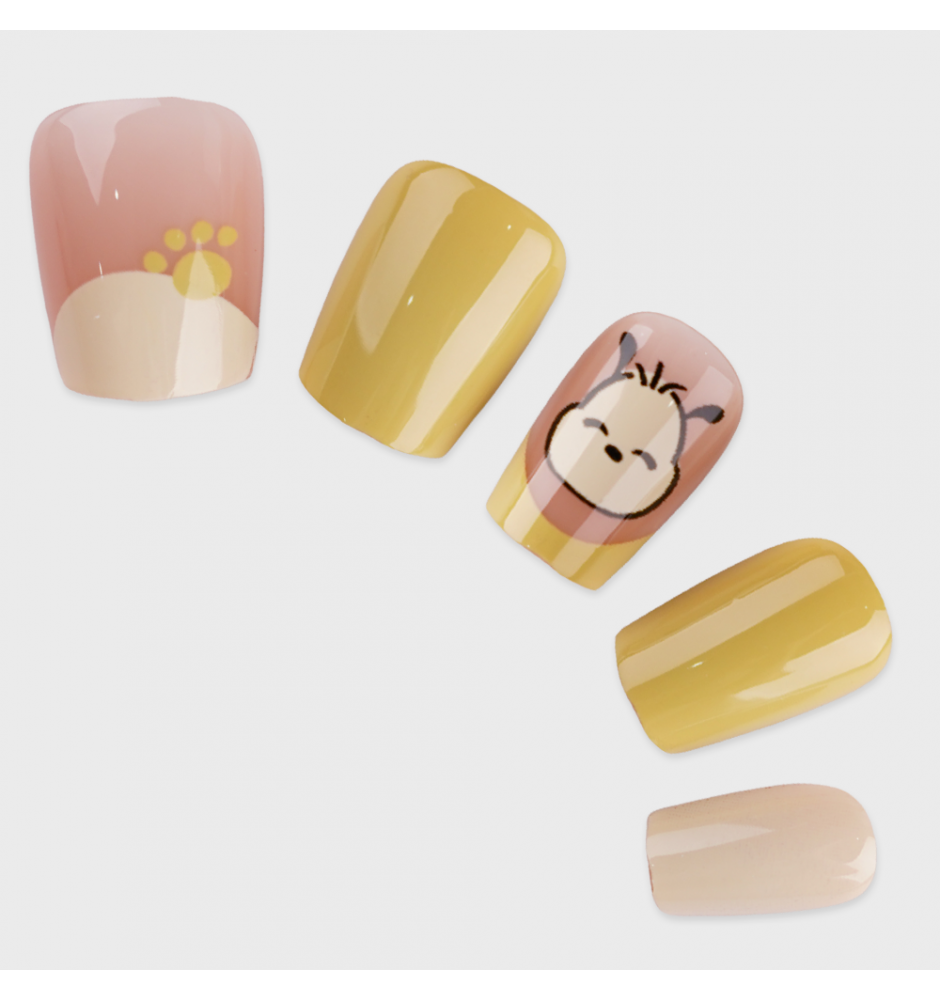 Manicure wear nail mid-length ice transparent Camellia fake nail patch pure desire wind Aurora Diamond hot nail piece wholesale-R790 Cute puppy_Glue type