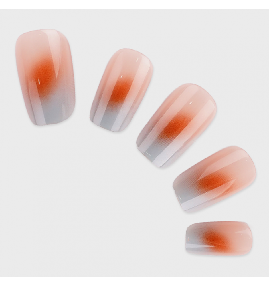 Manicure wear nail mid-length ice transparent Camellia fake nail patch pure desire wind Aurora Diamond hot nail piece wholesale-R815 Milk salt blooming_Glue type