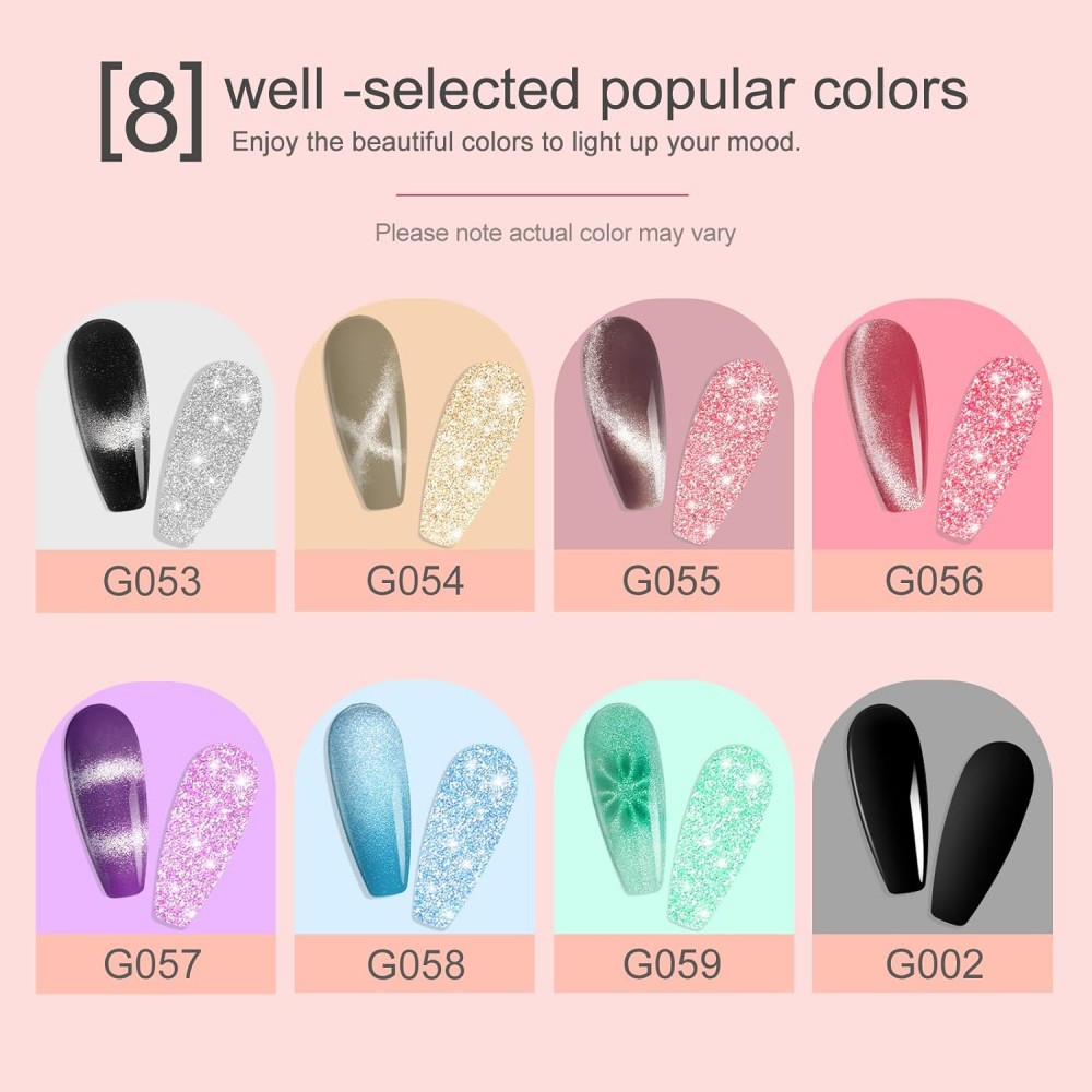 8 Colors Gel Nail Polish Set, Neon Yellow Green Pink Orange Purple Blue Series Soak Off Nail Gel Polish, Quick Dry Manicure Art Gift Collection DIY Salon Home, 8Pcs 7.3ML